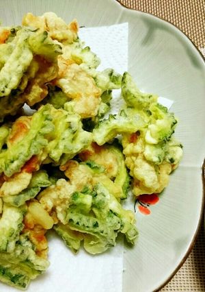 ゴーヤと豚肉の天ぷら☆カレー塩-レシピのメイン写真