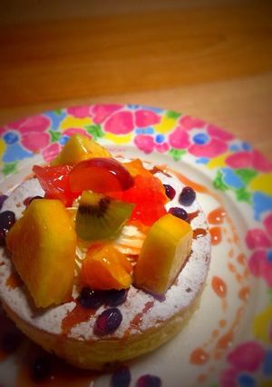 カフェ風★分厚いパンケーキ　ザクロ風味♪-レシピのメイン写真