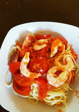 えびとトマトのノンオイル冷製パスタ-レシピのメイン写真