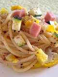 辛子蓮根とスパムの冷たいパスタ