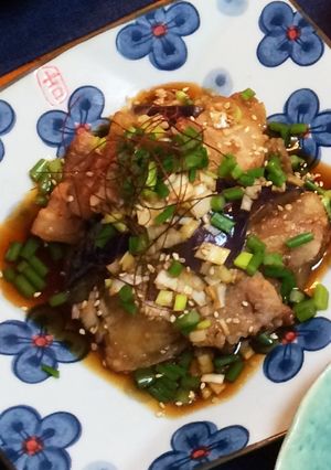 なすと豚バラ肉の黒酢香味だれ-レシピのメイン写真