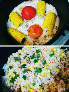 ダッチでトマトとコーンのまるごとピラフ-レシピのメイン写真