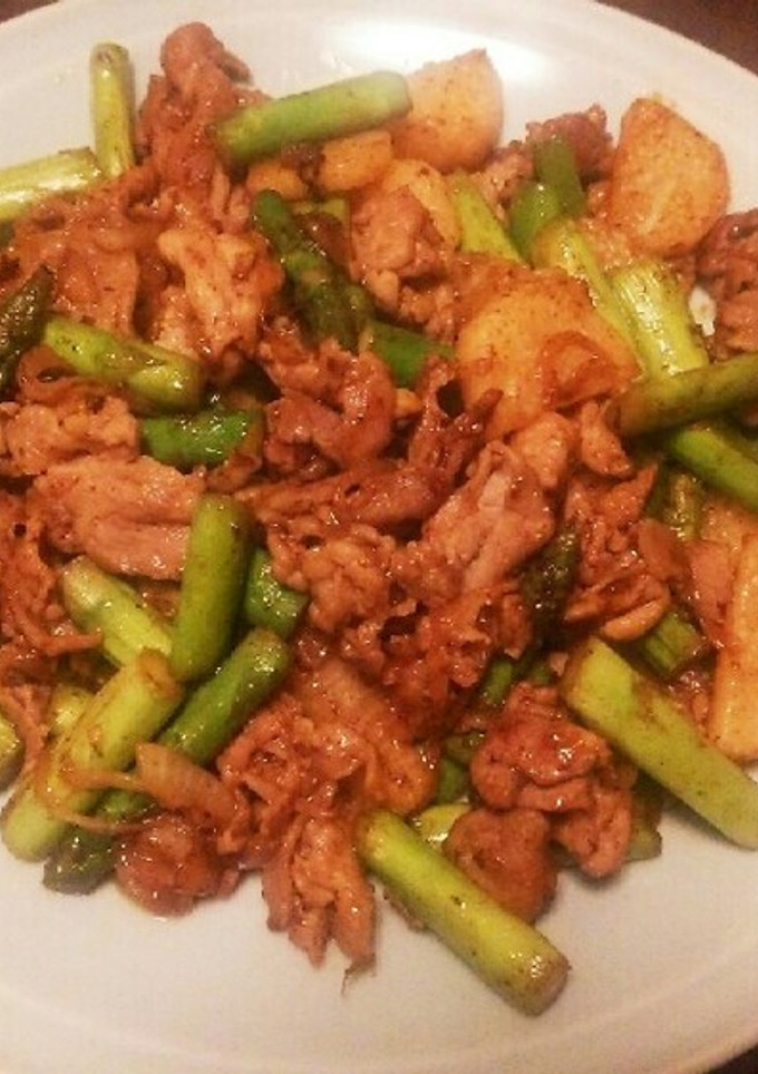 アスパラと豚こまの焼肉炒め-レシピのメイン写真