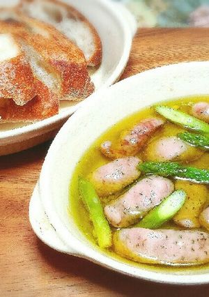 レモンソーセージアスパラごぼうアヒージョ-レシピのメイン写真