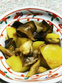 ナスとじゃがいもと舞茸の甘辛炒め-レシピのメイン写真
