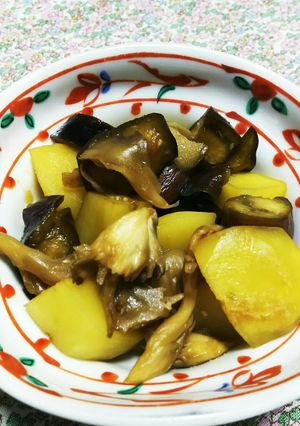 ナスとじゃがいもと舞茸の甘辛炒め-レシピのメイン写真