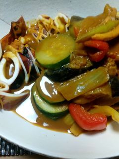 イカと夏野菜のカレー炒め-レシピのメイン写真
