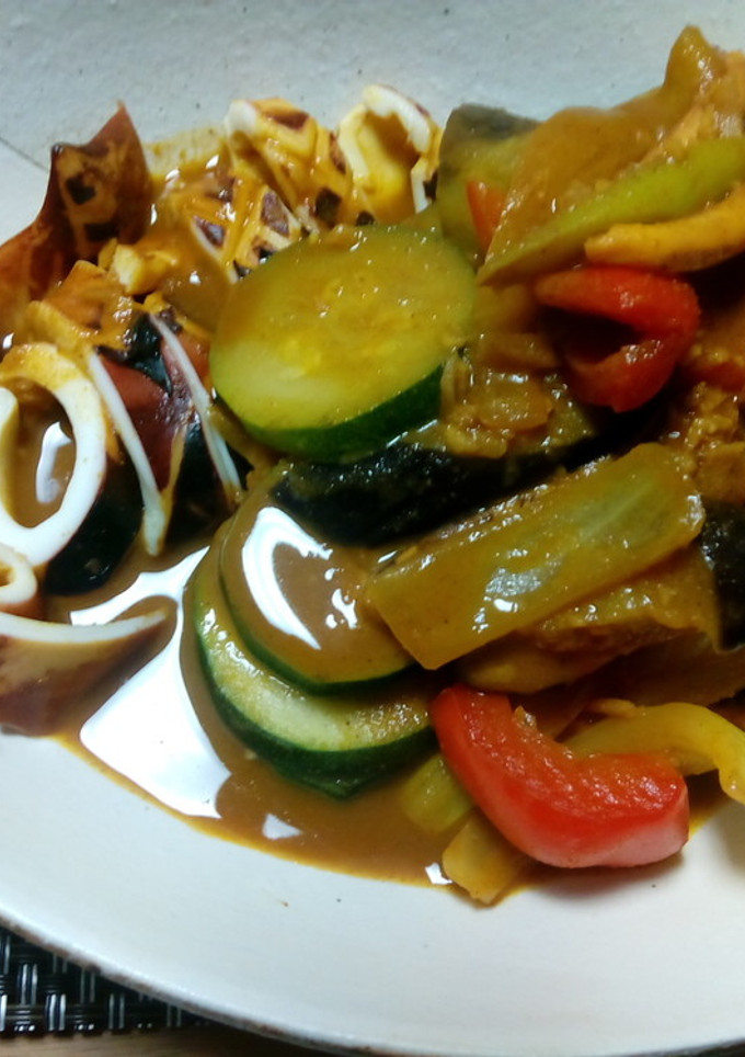 イカと夏野菜のカレー炒め-レシピのメイン写真