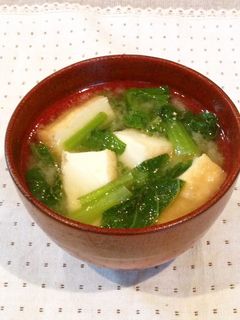 小松菜と厚揚げのお味噌汁♫-レシピのメイン写真