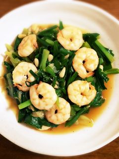 【妊活レシピ】えびとにらの炒め物-レシピのメイン写真
