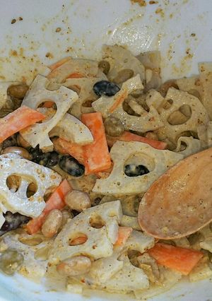 お手軽美味しく！根菜とお豆のゴマサラダ-レシピのメイン写真