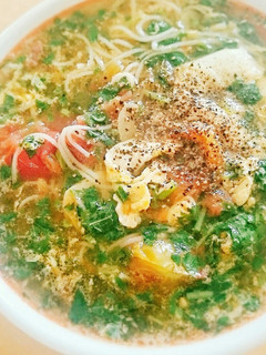 モロヘイヤとトマトのとろとろにゅうめん-レシピのメイン写真