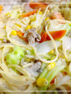 残りパスタで野菜たっぷりちゃんぽん-レシピのメイン写真