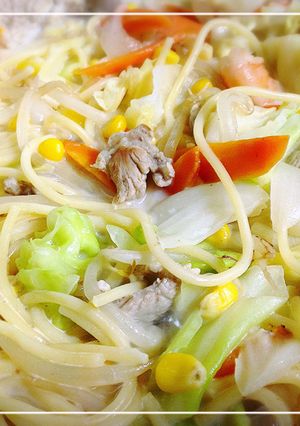 残りパスタで野菜たっぷりちゃんぽん-レシピのメイン写真