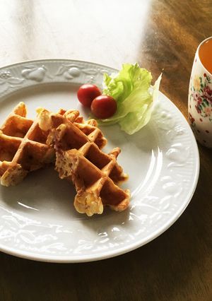 ★HMでコーンベーコンワッフル★朝食にも-レシピのメイン写真