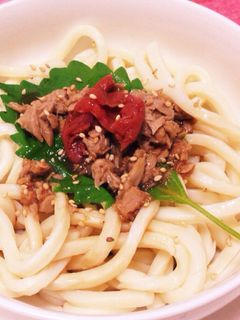 レンジで簡単!梅肉とツナの冷たいうどん-レシピのメイン写真