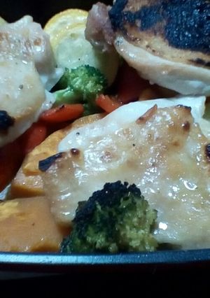 鶏モモ肉と夏野菜の魚焼きグリル焼き-レシピのメイン写真