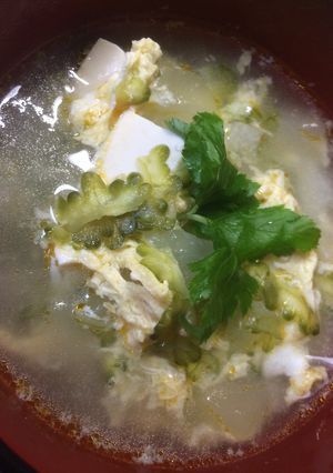 ゆうがお ゴーヤ 豆腐でシャンタンスープ-レシピのメイン写真