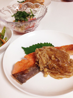鮭のおろしえのき餡 柚子風味-レシピのメイン写真