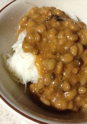 夕食の残りで！汁なし坦々納豆そうめん-レシピのメイン写真