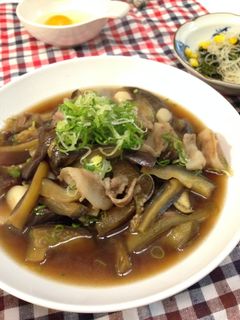 豚肉とナスとにんにくのすき煮風-レシピのメイン写真