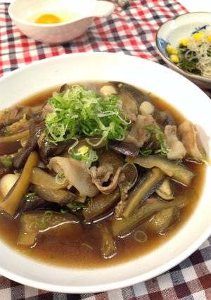 豚肉とナスとにんにくのすき煮風-レシピのメイン写真