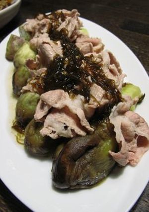 焼きナスに豚しゃぶ♪もずく酢かけ-レシピのメイン写真