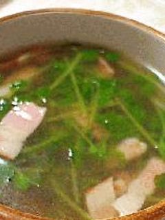 豆苗とベーコンのにんにくスープ-レシピのメイン写真