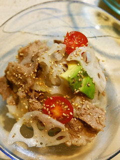 蓮根とアボガド*チョットだけラムのサラダ-レシピのメイン写真