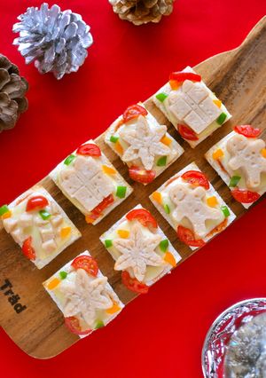クリスマスにランチョンミートカナッペ-レシピのメイン写真