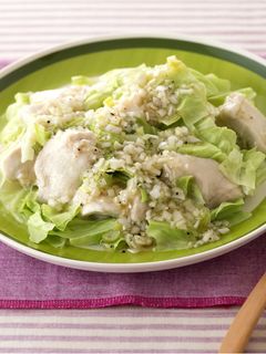 鶏むねキャベツのレンジ蒸しレモン葱塩だれ-レシピのメイン写真