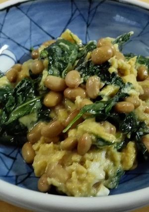 モロヘイヤ納豆玉子のぽん酢炒め♪-レシピのメイン写真