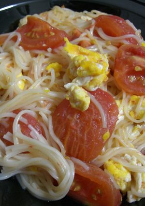 トマトと卵とそうめんのチャンプルー-レシピのメイン写真