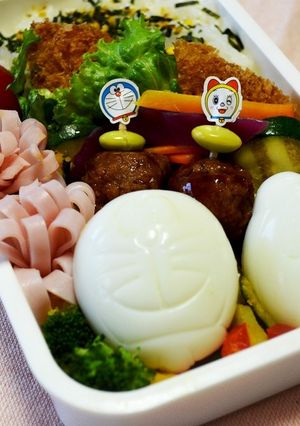 ゆでたまごっこドラえもんドラミ★デコ弁当-レシピのメイン写真