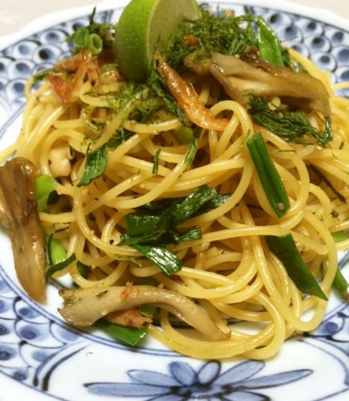 舞茸と桜えびの和風パスタ by ラブリーミュウちゃん 【クックパッド