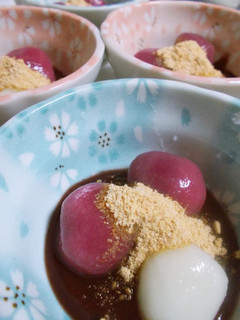 フルーツのピューレの白玉だんご♡レンジで-レシピのメイン写真