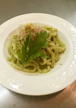 食欲増進！青ヶ島屋の冷製あしたばうどん-レシピのメイン写真