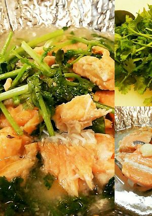 【男の料理】鮭の中骨缶でパクチー鍋-レシピのメイン写真