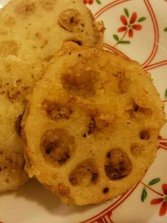 れんこんの挟み揚げ~抹茶塩で食べてね♪-レシピのメイン写真