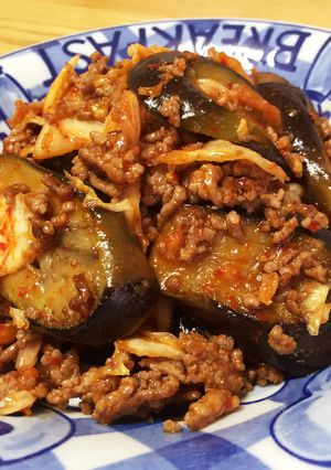 白米に合う☆ひき肉となすの辛旨キムチ炒め-レシピのメイン写真