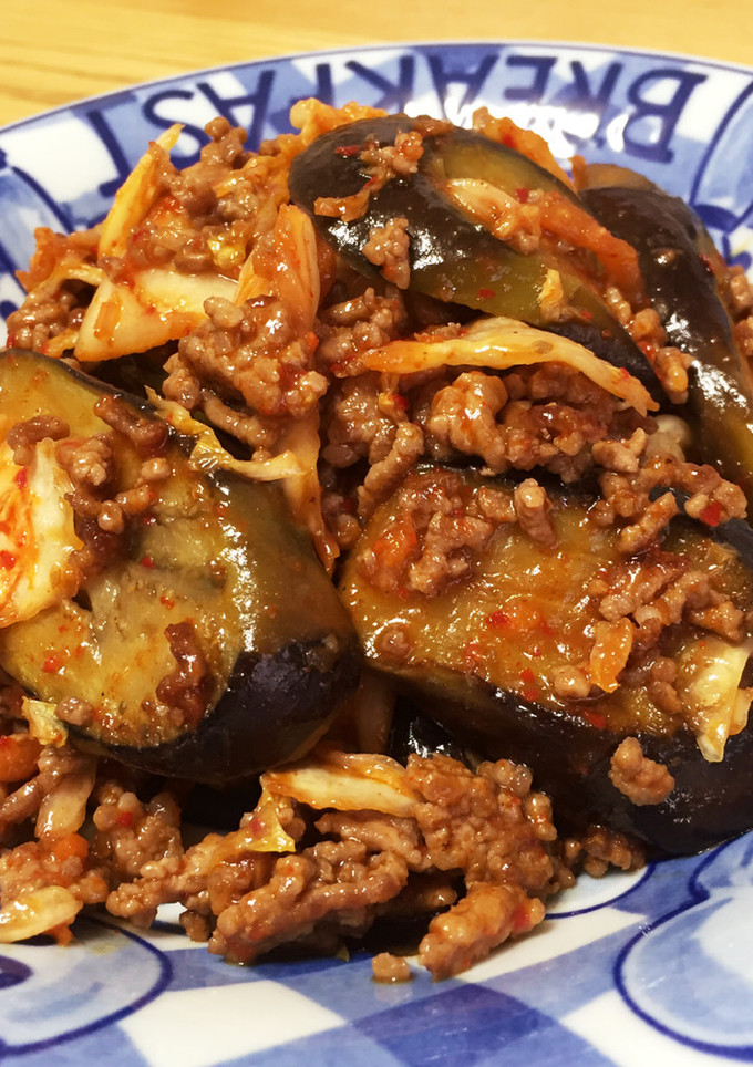 白米に合う☆ひき肉となすの辛旨キムチ炒め-レシピのメイン写真