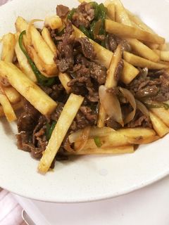☆焼肉のタレ活用術~長芋と牛肉の炒め物☆-レシピのメイン写真