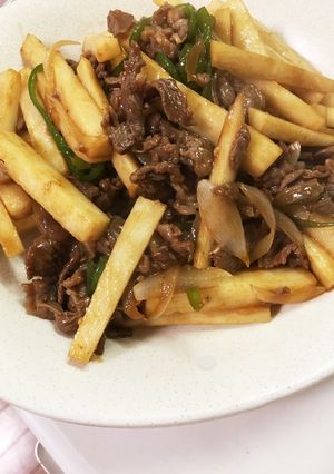 ☆焼肉のタレ活用術～長芋と牛肉の炒め物☆-レシピのメイン写真