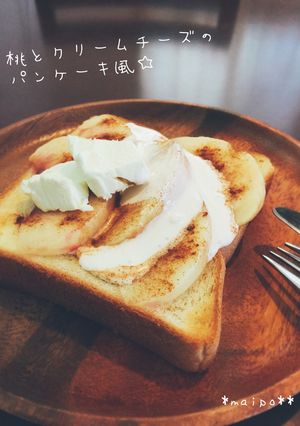 桃とクリームチーズのパンケーキ風☆-レシピのメイン写真