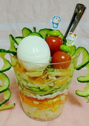 【ゆでたまごっこドラえもん】パフェサラダ-レシピのメイン写真