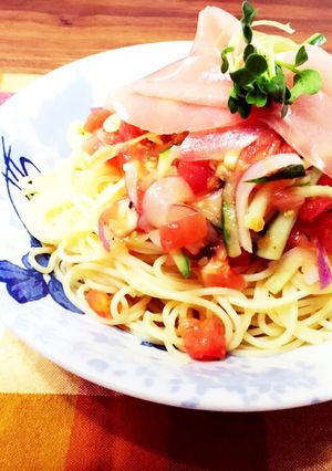 超簡単！たっぷり野菜の冷製パスタ-レシピのメイン写真