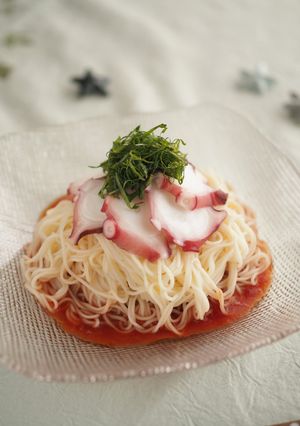 梅たこそうめん　トマトジュースで万能だれ-レシピのメイン写真