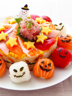 ハロウィン!ケーキ寿司&おばけ手まり寿司-レシピのメイン写真