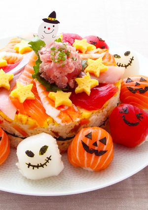 ハロウィン！ケーキ寿司＆おばけ手まり寿司-レシピのメイン写真