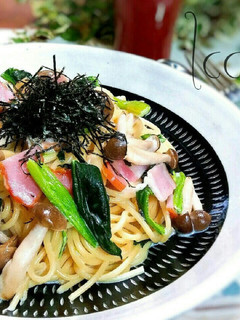 ベーコンとしめじの和風クリームパスタ♪-レシピのメイン写真